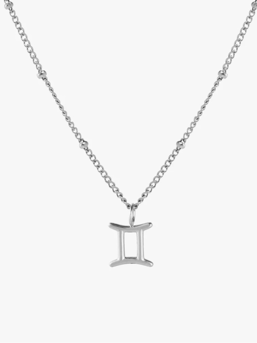 Atolea Womens Gemini Silver Tone Zodiac Necklace Waterproof Tarnish-Free NWOT